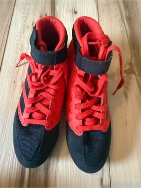 Adidas youth Red and Black High-Top wrestling Shoes